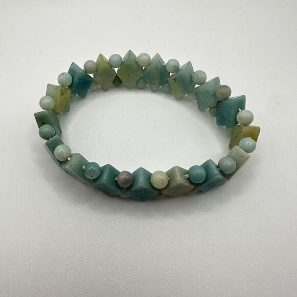 Amazonite stone diamond pattern stretchy bracelet! - Picture 7 of 8